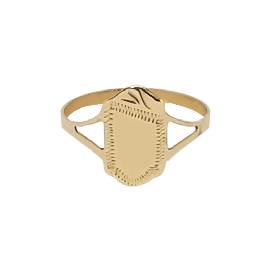 Shield Shape Panel Ring in 9ct Gold