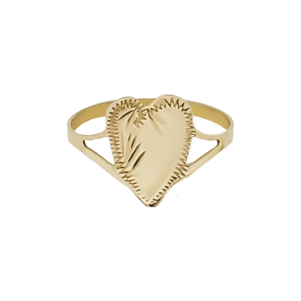 Heart Shape Panel Ring in 9ct Gold