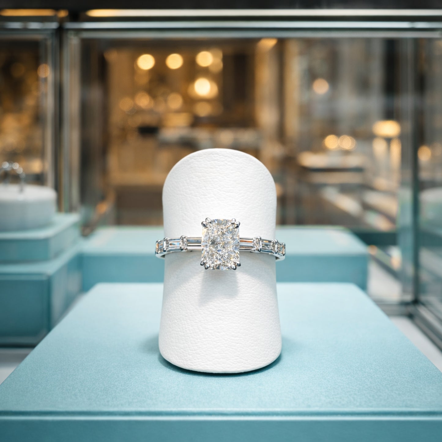 9ct White Gold 1.50ct Cushion Cut Lab Grown Diamond Ring