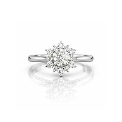 18ct White GoldFlower Ring Set with 0.51ct Natural Diamond Ring