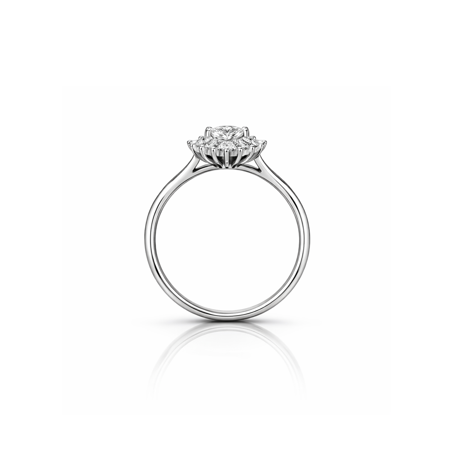 18ct White GoldFlower Ring Set with 0.51ct Natural Diamond Ring