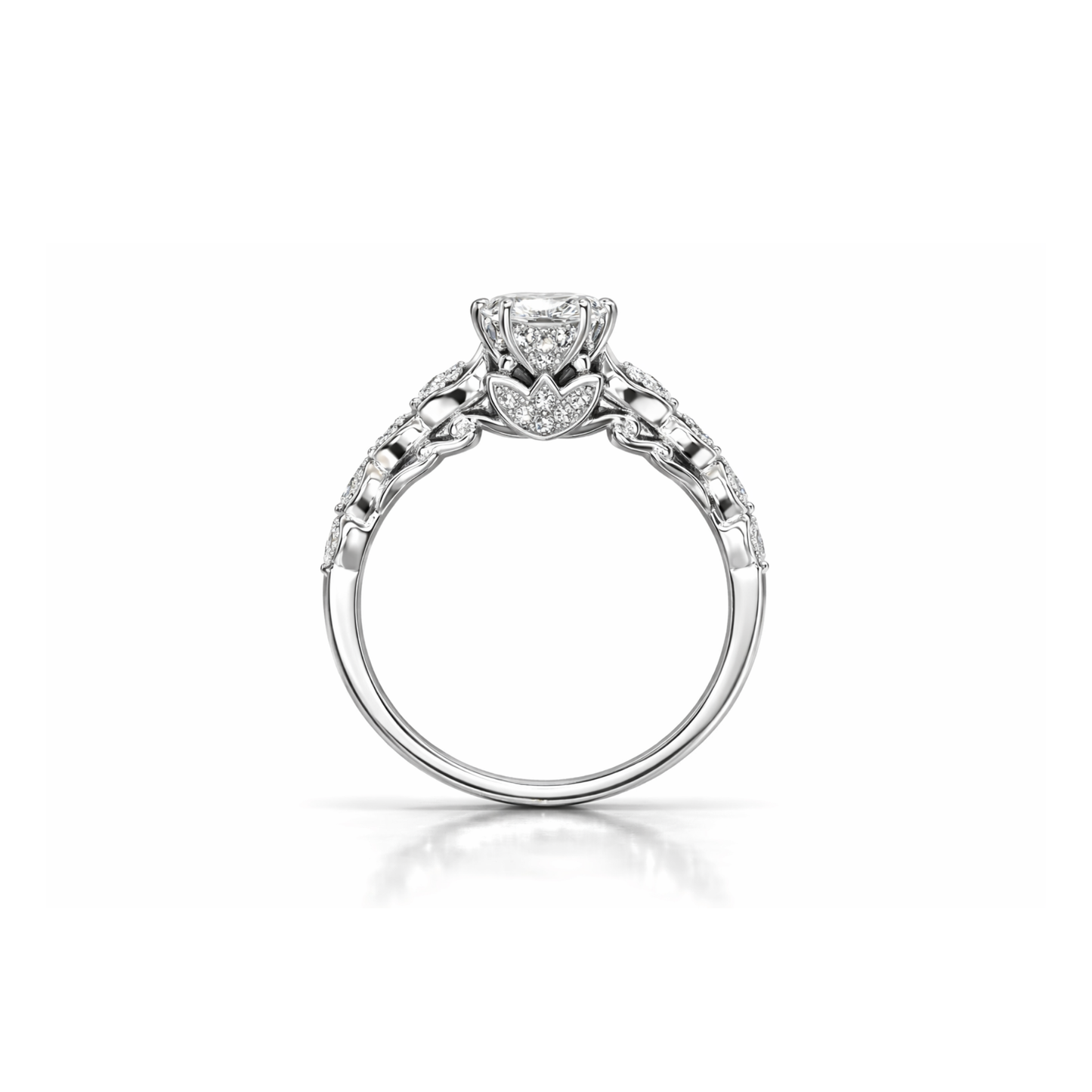 9ct White Gold Filigree Pear shape Lab Grown Diamond Ring set