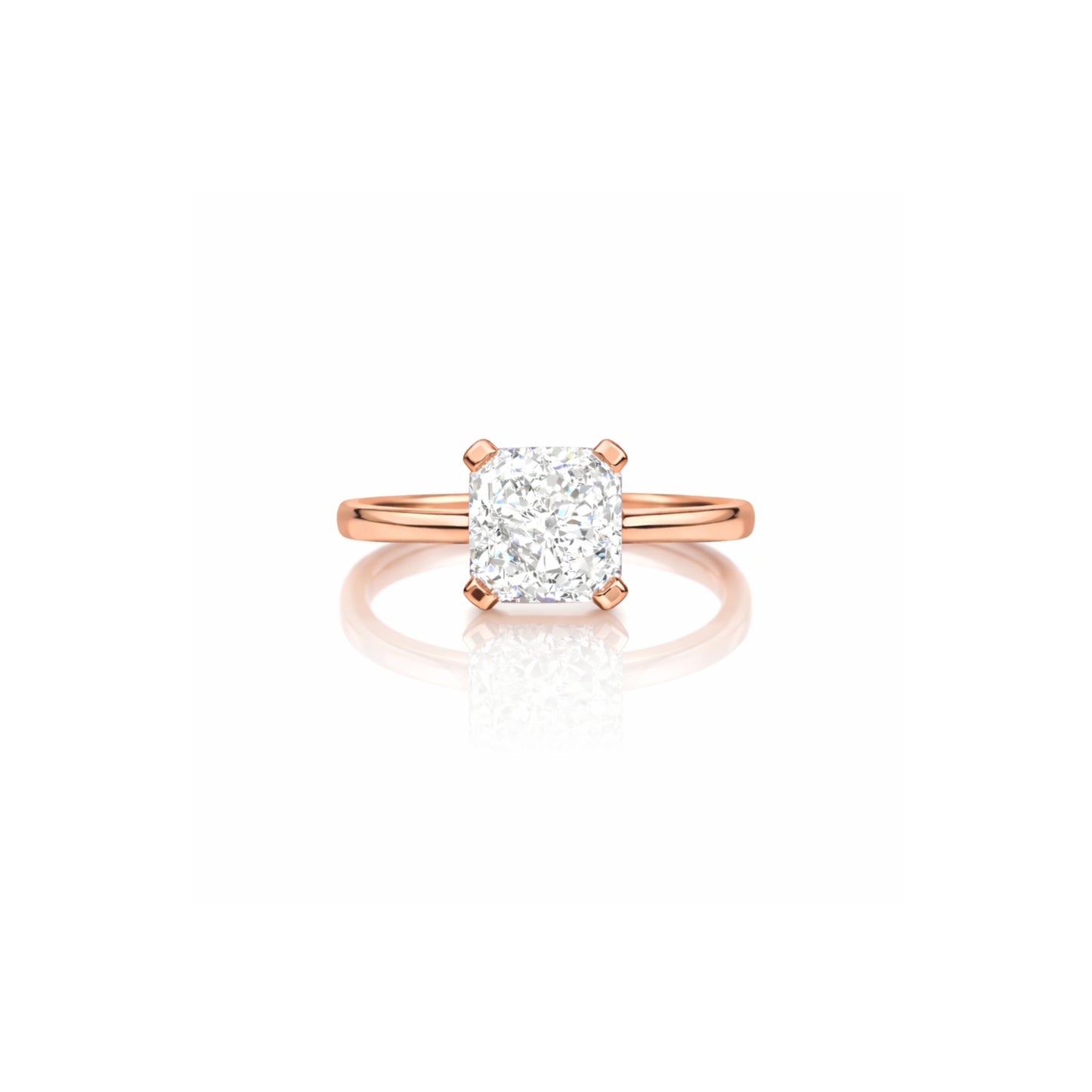 18ct Rose Gold 1.021ct Radiant Cut Natural Diamond Solitaire Ring
