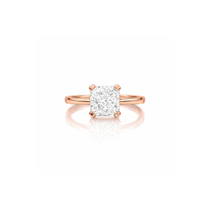 18ct Rose Gold 1.021ct Radiant Cut Natural Diamond Solitaire Ring