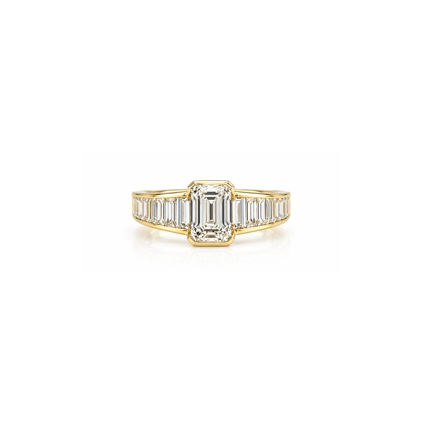 9ct Yellow Gold Emerald-Cut Lab-Grown Diamond Ring (2.31ct total)