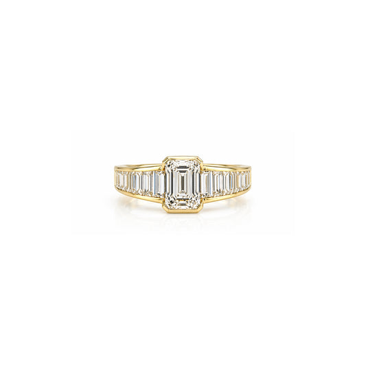 9ct Yellow Gold Emerald-Cut Lab-Grown Diamond Ring (2.31ct total)