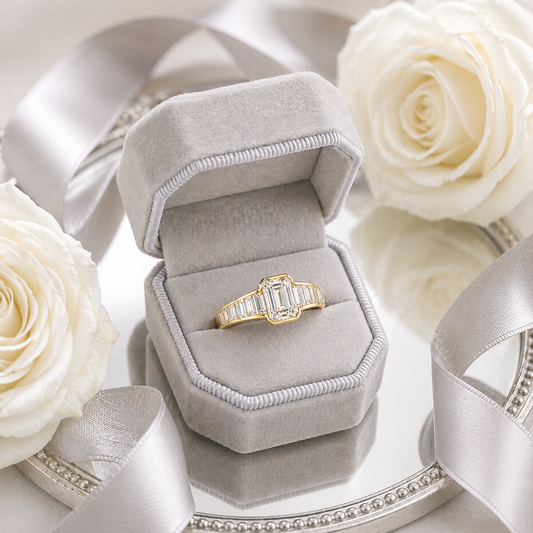 9ct Yellow Gold Emerald-Cut Lab-Grown Diamond Ring (2.31ct total)