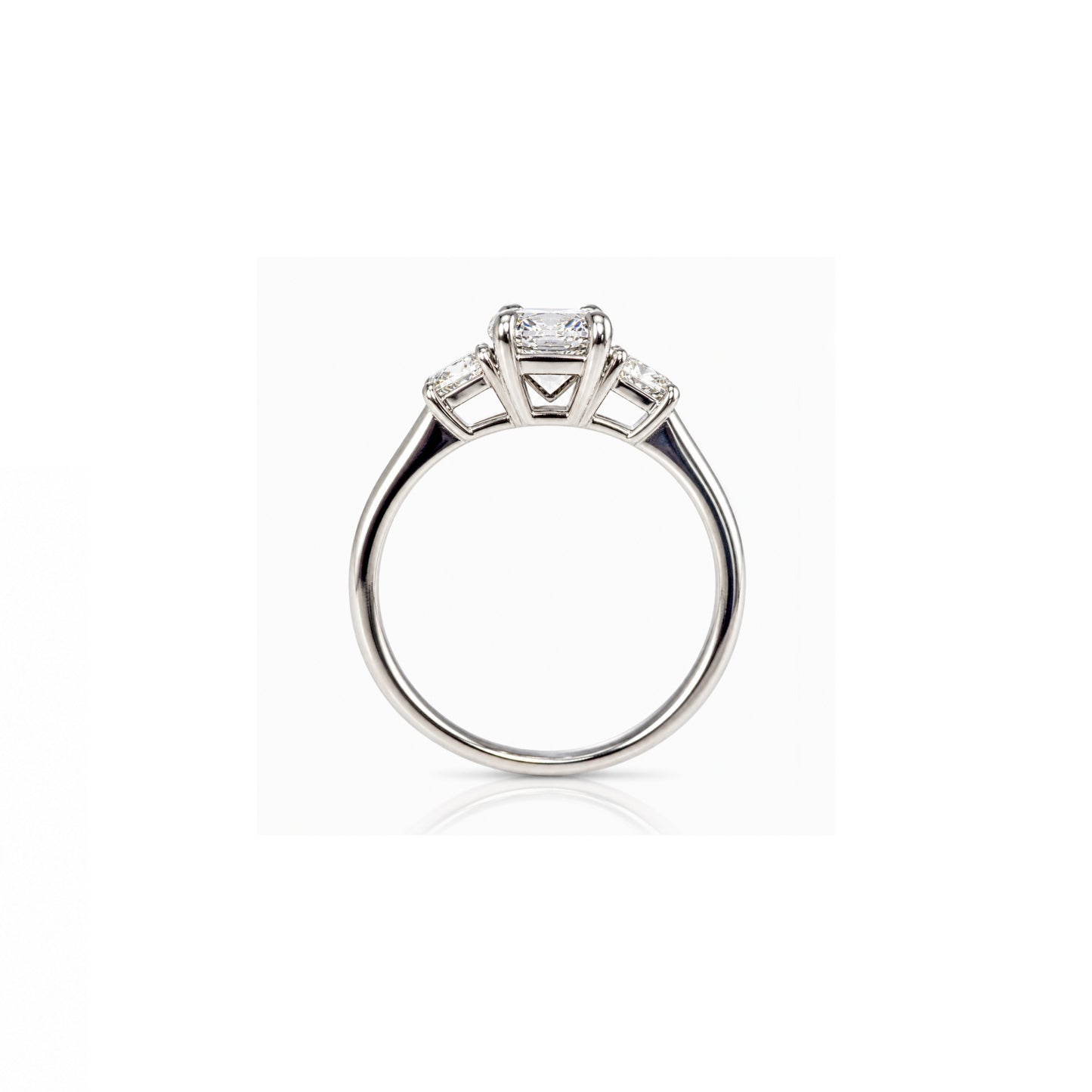 1.09ct Radiant-Cut Lab-Grown Diamond Trilogy Ring in 9ct White Gold with Trillion Side Stones