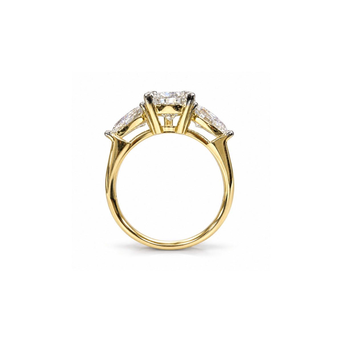 9ct Yellow Gold 3ct Pear Shape Lab-Grown Diamond Trilogy Ring