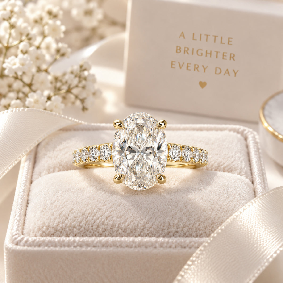 5.75ct 9ct Yellow Gold Oval Lab Grown Diamond Ring