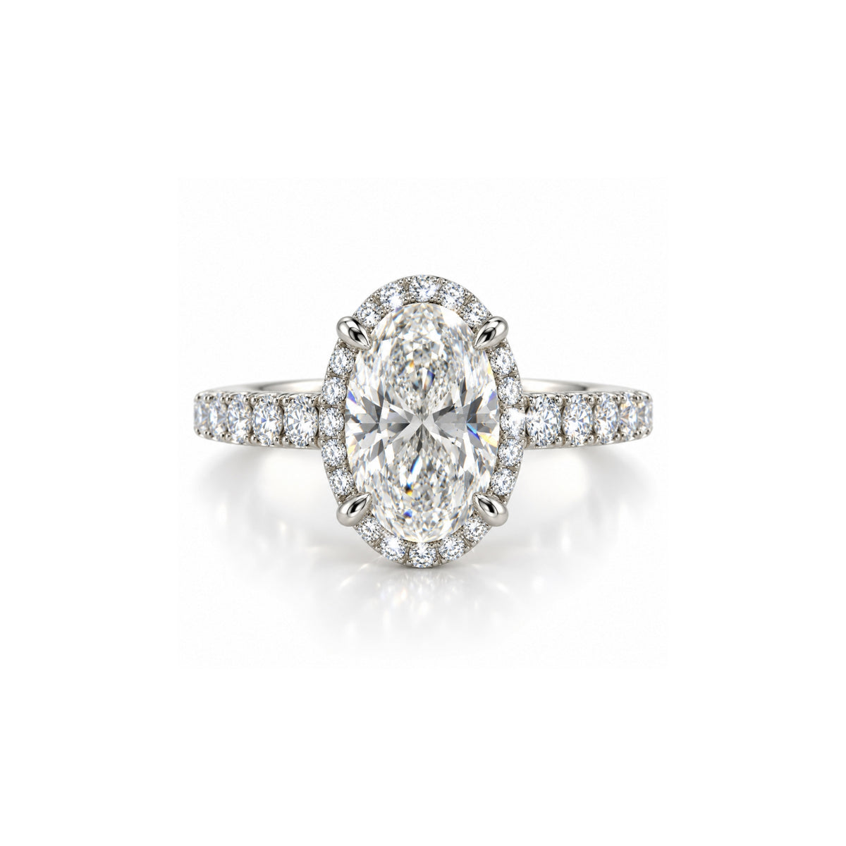 9ct White Gold 1.50ct Oval Lab Grown Diamond Halo Ring