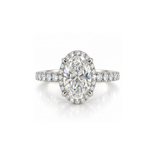9ct White Gold 1.50ct Oval Lab Grown Diamond Halo Ring