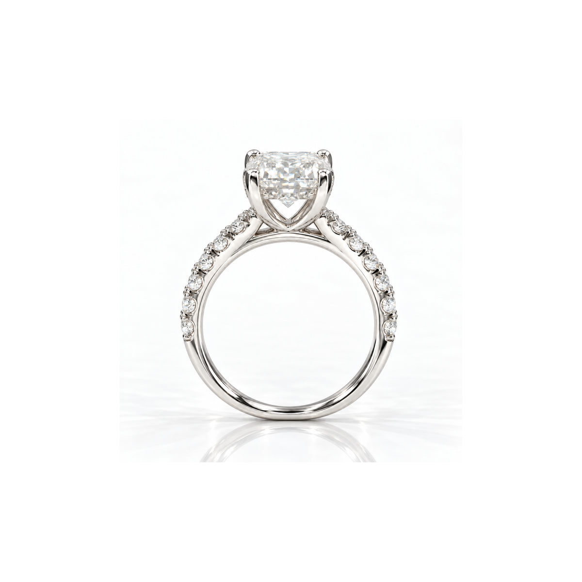 9ct White Gold 3.63ct Emerald Cut Lab Grown Diamond Ring