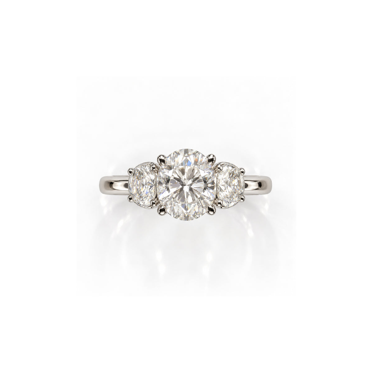 9ct White Gold 3.00ct Oval Lab Grown Diamond Trilogy Ring