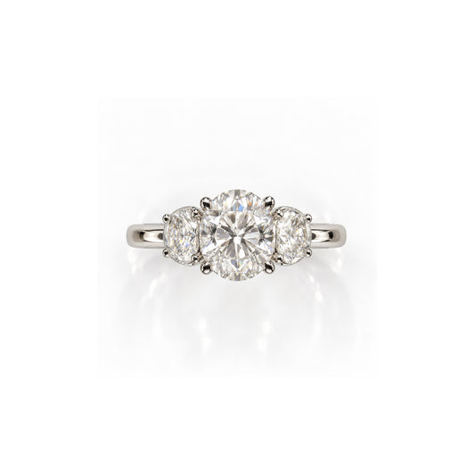 9ct White Gold 3.00ct Oval Lab Grown Diamond Trilogy Ring
