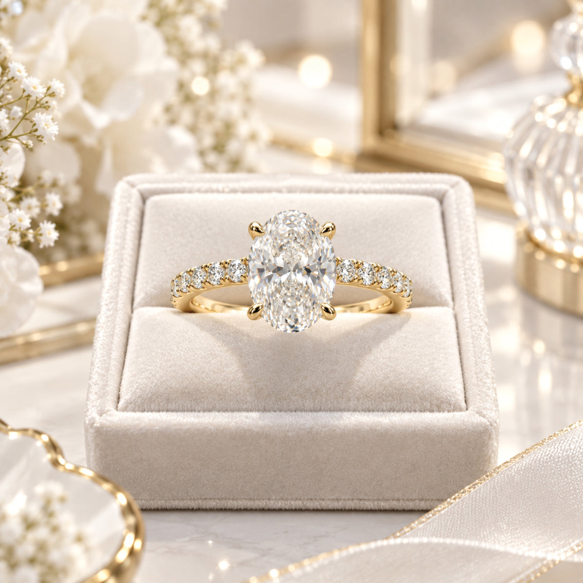 9ct Yellow Gold 2.50ct Oval Lab Grown Diamond Ring