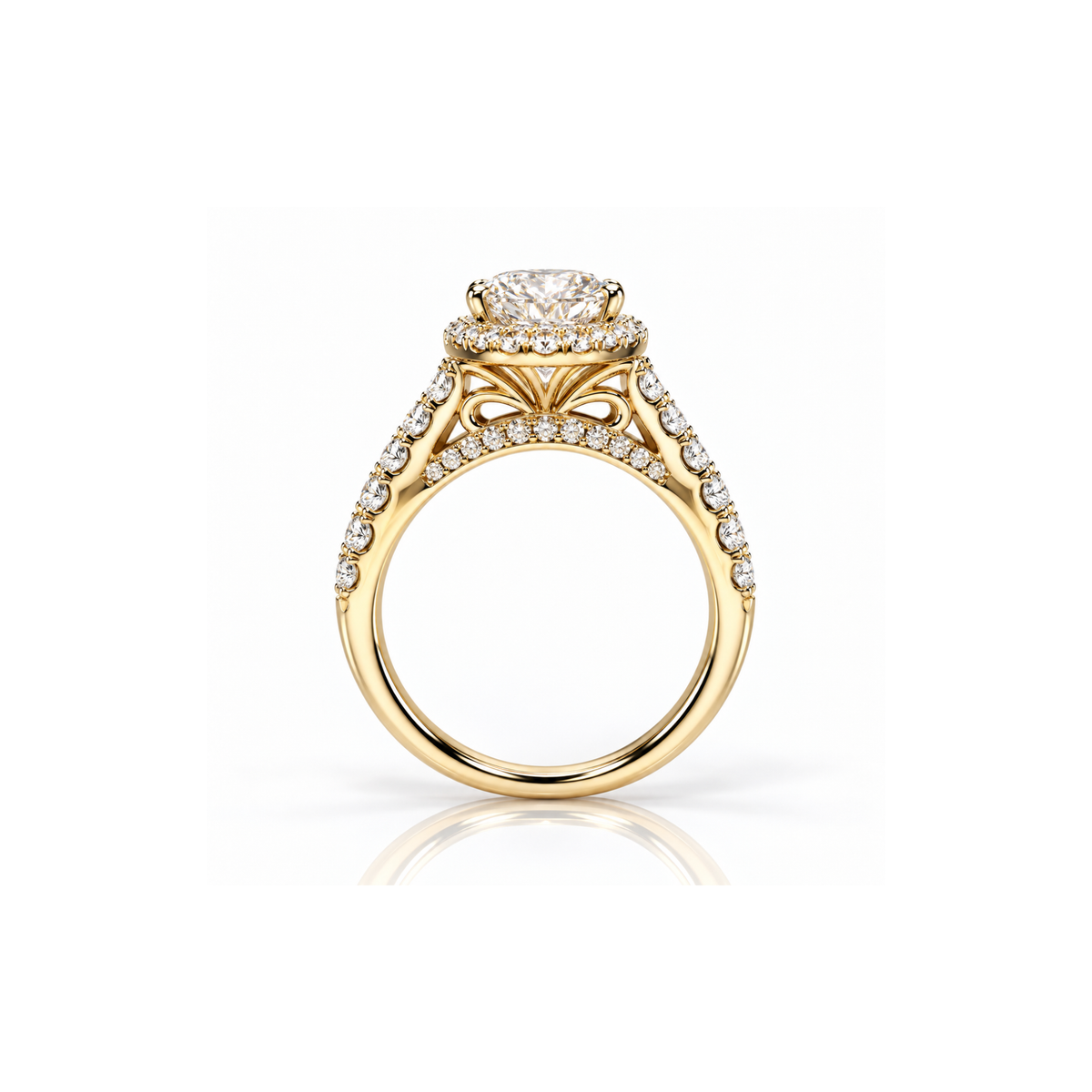 9ct Yellow Gold 2.57ct Oval Lab Grown Diamond Halo Ring
