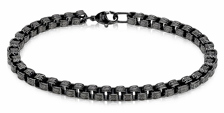ARZ Steel Black Box Link Bracelet