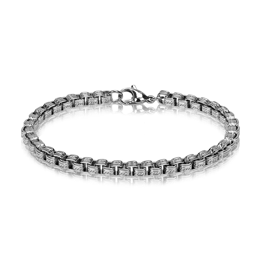 ARZ Steel Silver Box Link Bracelet