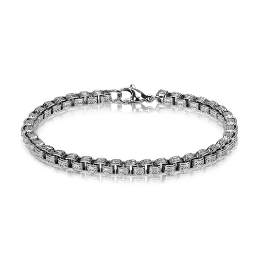 ARZ Steel Silver Box Link Bracelet