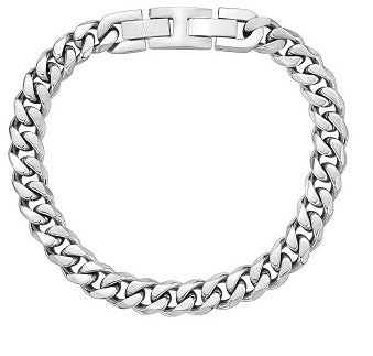 ARZ Steel Silver Curb Refined Linked Bracelet
