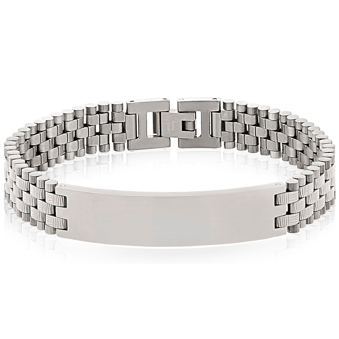 ARZ Steel Silver Etched Bulk Link Bracelet