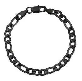 ARZ Steel Black Curb Offset Linked Bracelet