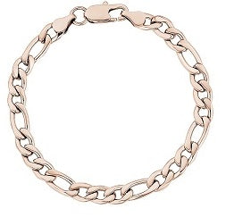 ARZ Steel Rose Gold Curb Offset Linked Bracelet