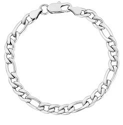 ARZ Steel Silver Curb Offset Linked Bracelet