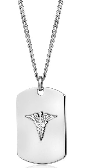 ARZ Steel Medical Embossed Bracelet and Necklace