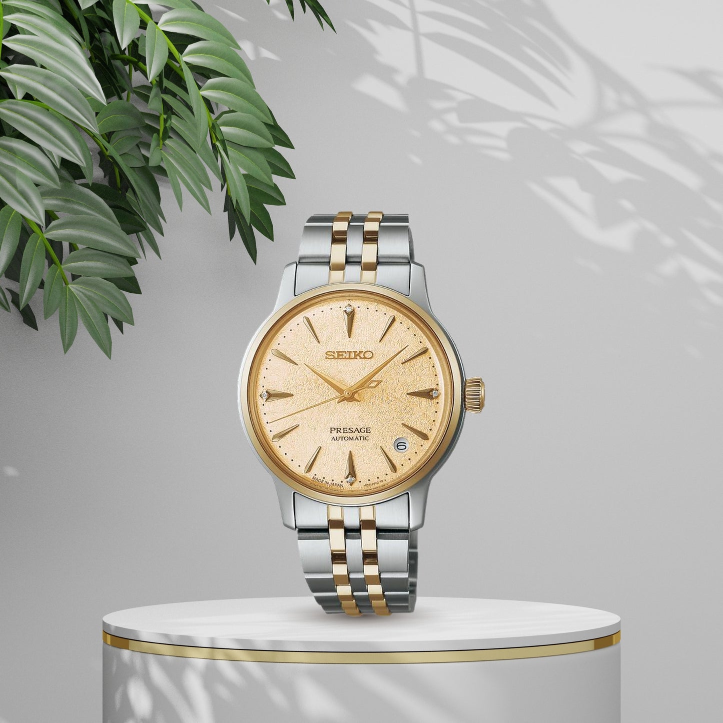 Ladies Two Tone Diamond Seiko Presage Automatic Watch