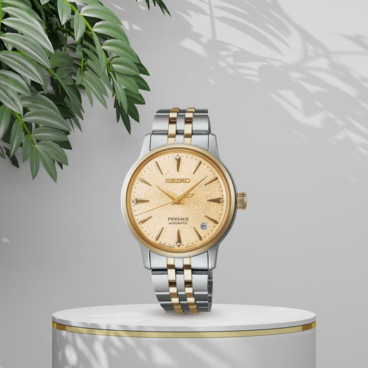 Ladies Two Tone Diamond Seiko Presage Automatic Watch