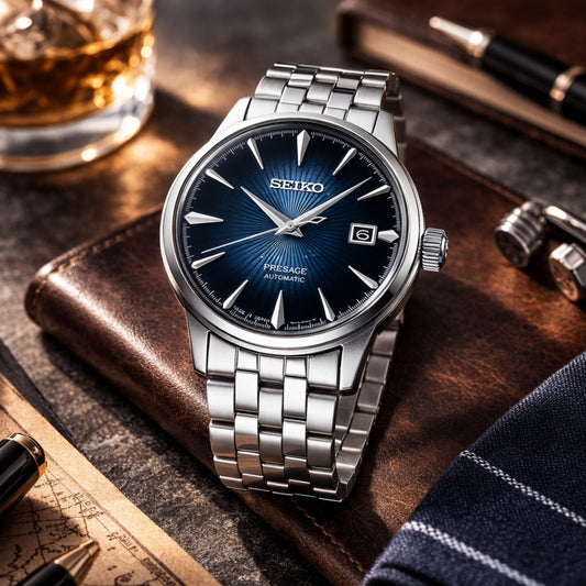 Gents Blue Face Seiko Presage Automatic Watch - SRPB41J1