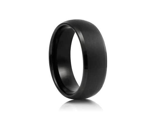 8mm Tungsten Ring - Black with Black matte with Polished Finish