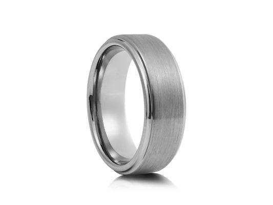 8mm Tungsten Ring - Silver with Polished Finish