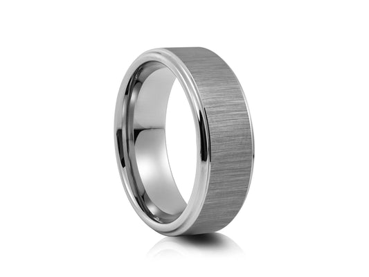 8mm Tungsten Ring - Silver with Horizontal Matte