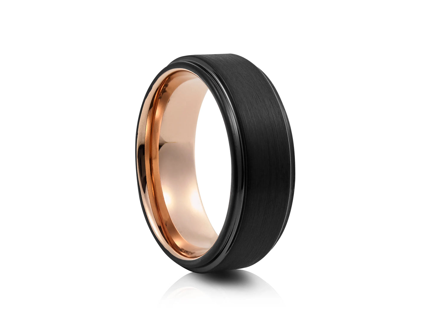 8mm Tungsten Ring - Yellow Gold Platting with Black Matte