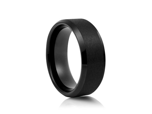 8mm Tungsten Ring - Black with Black Matte