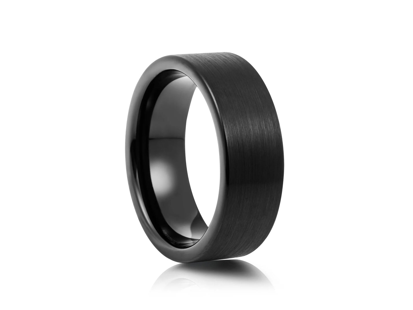 8mm Tungsten Ring - Black with Matte Vertical