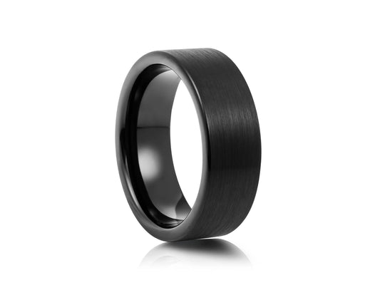 8mm Tungsten Ring - Black with Matte Vertical