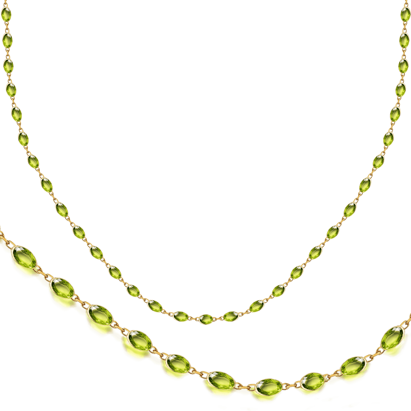 Tutti Frutti Oval Peridot Necklace in 9ct Yellow Gold