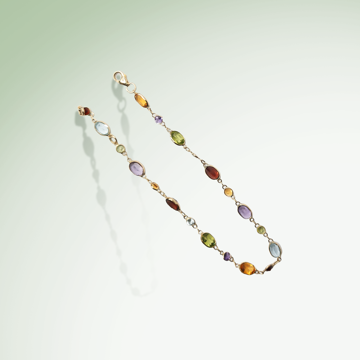 Tutti Frutti Oval and Round Gemstone Bracelet in 9ct Yellow Gold