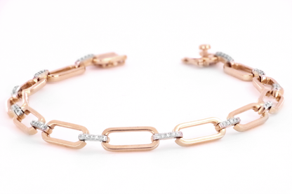 0.25ct Paperclip Bracelet with Diamonds in 9ct Rose Gold