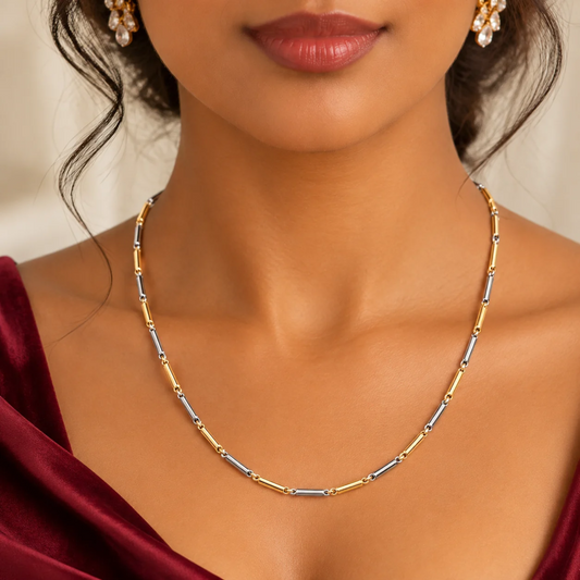 9ct Two-Tone Gold Fancy Chain – 50cm