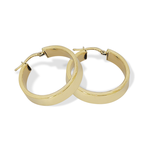 35mm Broad Plain Hoop Earrings in 9ct Duo Gold