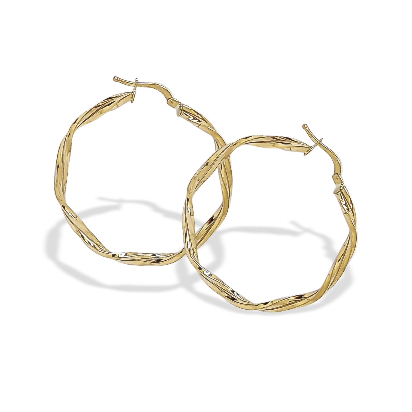 35mm Twist Hoop Earrings in 9ct Yellow Gold