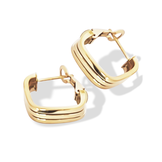 25mm Stroke Flat Hoop Earrings in 9ct Yellow Gold
