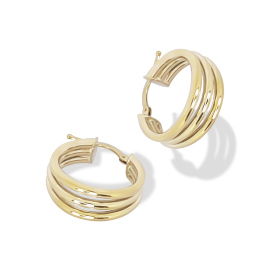 19mm Split Round Hoop Earrings in 9ct Yellow Gold