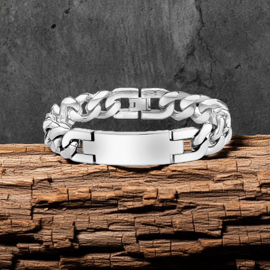 ARZ Steel 14mm ID Plate Cuban Link Bracelet
