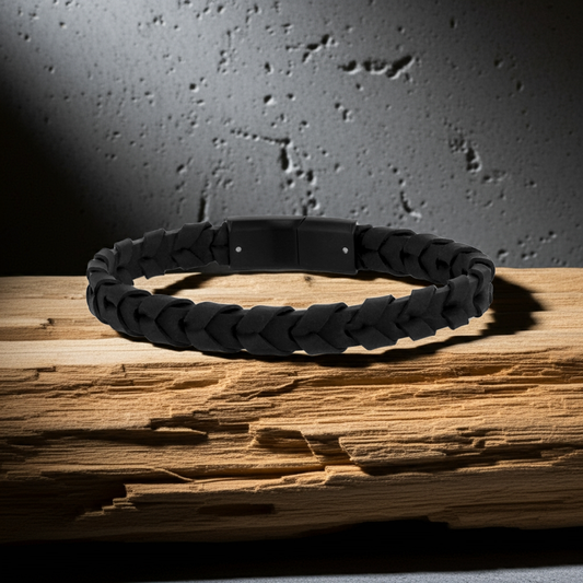 ARZ Steel Black Crossover Woven With Rubber Core Bracelet